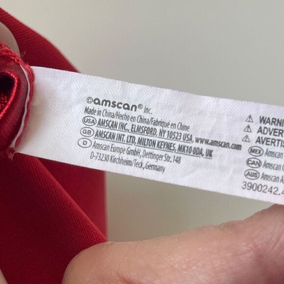 Amscan Scoop Neck Quarter Sleeve Metallic Costume Cosplay Bodysuit Red Medium - Picture 7 of 7